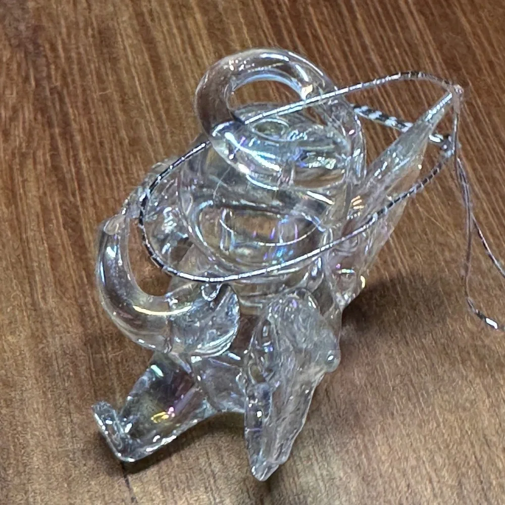 Iridescent Blown Glass Angel Ornament Mini Cherub Figurine Suncatcher Clear